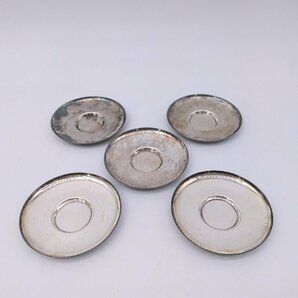 OS 純銀製 茶托 五客 総重量約228,9g 純銀刻印 時代 茶道具 銀工芸 24042202の画像2