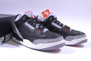 本物/2018年 NIKE AIR JORDAN3 RETRO OG BLACK CEMENT黒灰 US9/27cm 2度使用のみ/極美品 オリジナル完全復刻 max95 force1 dunk sb supreme