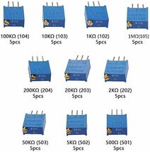 100K 50K 20K 200K 10K 5K 1M 2K 多回転ポテンショメータ 1K 500R 精密 3296W 可変抵抗器_画像6