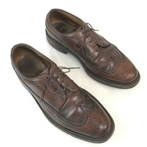 vintage☆フローシャイム/FLORSHEIM/Imperial☆kenmoir/ケンムール/ロングウイングチップ【10.5D/28.0/茶/BROWN】dress shoes◇bJ-61