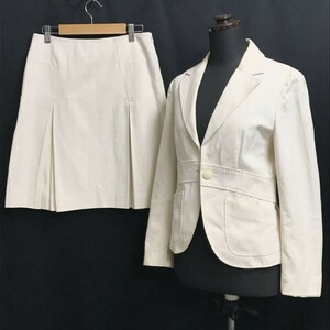 ポールスミス/Paul Smith BLACK☆リネン混/ジャケット&プリーツスカート/初夏スーツ/上下セットアップ【40/M-L程度/白系】Set up◇cBH670