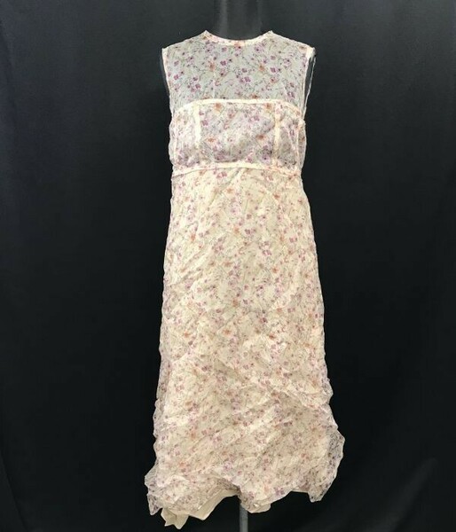 イタリア製☆カルバンクライン/Calvin Klein☆シルク100%/春夏ノースリーブワンピース【42/レディースLL/ピンク/pink】花柄/dress◇cBH648