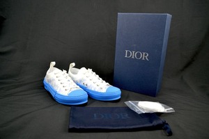 定価約12万 DIOR B23 Low Top Sneaker WHITE BLUE ディオール B23 ロートップ スニーカー オブリーク キャンバス　ホワイト ブルー size41