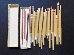 1970~80 period Tang writing brush 26ps.@.... volume fire .. ultimate goods gold .... wool writing brush on sea industrial arts China handicraft . exit .. paper tool writing . four .