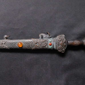 年代物 チベット モンゴル 短剣 鉄製刀身 宝剣 全長32cm 刃長14.cm 密教 法具 護身具 ナイフ の画像6