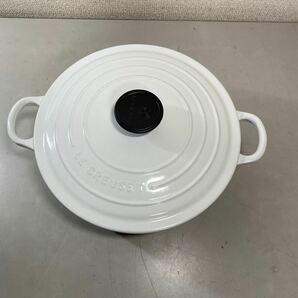 b*★中古品 LE CREUSET ルクルーゼ ココットロンド 24cm 両手鍋 ホワイト ★の画像2