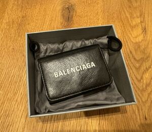 【美品】BALENCIAGA バレンシアガ ミニウォレット 三つ折り財布 レザー ブラック 551921