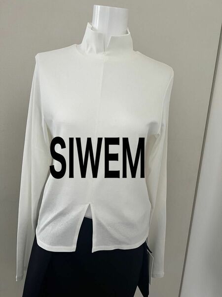 SIWEM CENTER SLIT TWO WAY NECK TOPS 白　ホワイト　フリーサイズ トップスのみ