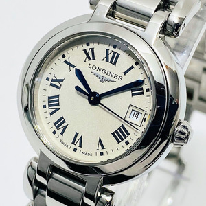 1円～ LONGINES ロンジン PRIMALUNA プリマルナ L8.110.4 クォーツ シルバー デイト レディース腕時計 稼働品 