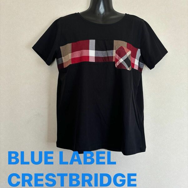 ブルーレーベル クレストブリッジ　プレーティングシルケット天竺クレストブリッジチェックポケットTシャツ