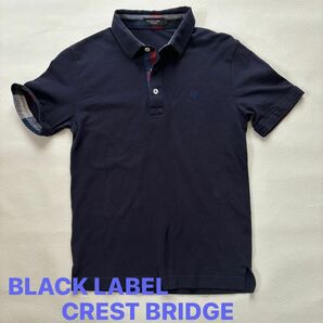 BLACK LABEL CRESTBRIDGE ブラックレーベルクレストブリッジ　 半袖ポロシャツ　ネイビー　 ロゴ刺繍　チェック