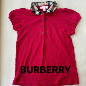 BURBERRY バーバリーキッズ ポロシャツ　ノバチェック襟　パフスリーブ　 半袖ポロシャツ　ピンク