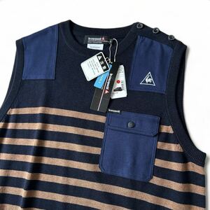  tag equipped rare size LL le coq sportif GOLF Le Coq Golf washer bru border knitted the best men's V neck tops Golf 