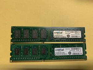 C5★中古品 BIOS確認 デスクトップPC用 メモリーcrucial 8GB 1GX64 DDR3 1600 UDIMM 8GB×2枚★