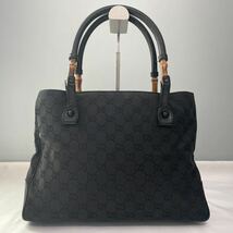 GUCCI バンブー ハンドバッグ ブラックカラー GG柄 GGキャンバス グッチ 手提げ 鞄 黒_画像4