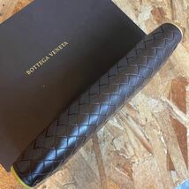 ★【美品！希少！】 BOTTEGA VENETA ボッテガヴェネタ イントレチャート ロングウォレット　長財布　男女　イエロー　ブラウン　付属品あり_画像4