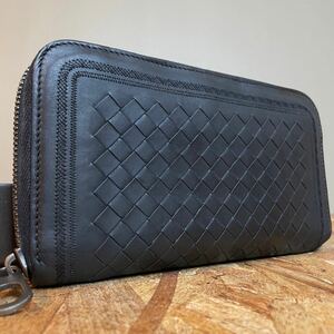 ★【美品！希少！】 BOTTEGA VENETA ボッテガヴェネタ イントレチャート ロングウォレット　長財布　男女　ブラック