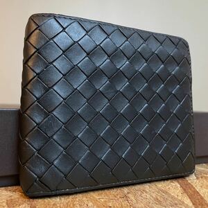 ★【美品！希少！】 BOTTEGA VENETA ボッテガヴェネタ イントレチャート ロングウォレット　二つ折り　長財布　男女　ブラック