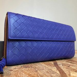 ★【美品！希少！】 BOTTEGA VENETA ボッテガヴェネタ イントレチャート ロングウォレット　二つ折り　長財布　男女　パープル