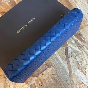 ★【美品！希少！】 BOTTEGA VENETA ボッテガヴェネタ イントレチャート ロングウォレット 二つ折り 長財布 男女 ネイビーの画像3