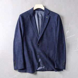 P2412-M新品■テーラードジャケット メンズ カジュアル ビジネス 高品質 スーツジャケット 紳士 通勤 日常 春秋 ブレザー/ネイビー