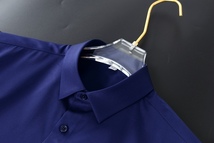 P285-XL 新品DCKMANY■シルク混 長袖シャツ メンズ ノーアイロン 形態安定 ドレスシャツ ワイシャツ 無地 ビジネス シャツ/ネイビー_画像6