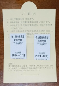 東武鉄道 株主優待乗車証　2枚