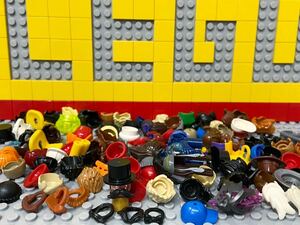 ☆被り物☆ レゴ　ミニフィグ用小物　大量100個　髪の毛　帽子　ヘルメット　髭　など　( LEGO 人形　C40209