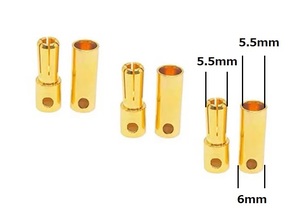 ☆ 5.5mm ゴールドピン オス メス 3ペア セット　.