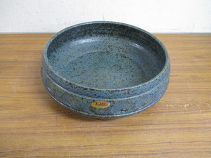 【Y12/K】米山焼 水盤 いけばな 生花 生け花 円形 直径33cm 陶器
