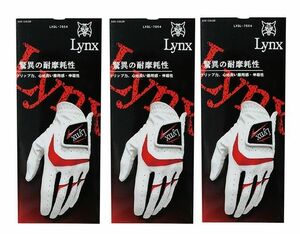 LYNXGOLFリンクス 合成皮革グローブ ホワイト L 3枚