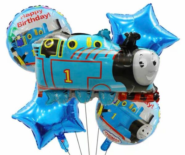 トーマス　風船　5点セット　バルーン　誕生日飾り付け　男の子誕生日お祝い　バースデー 機関車 きかんしゃトーマス