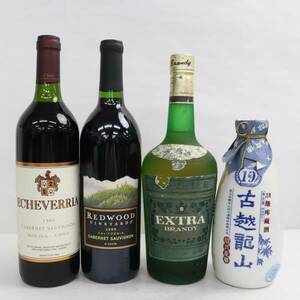 【4本セット】アルコール各種（レッドウッド カベルネソーヴィニヨン 2009 12.5％ 750ml 等）陶器（重量 950g）I24D020004