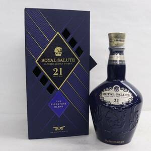 1円~ROYAL SALUTE（ロイヤルサルート）21年 シグネチャーブレンド 40％ 700ml 青陶器（重量 1419g）T24D040004