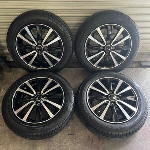 極美品 155/65R14 社外 ブラックポリッシュ アルミホイール ラジアルタイヤ 4本セット ダンロップ エナセーブ 2020年日本製 バリ山 バリ溝