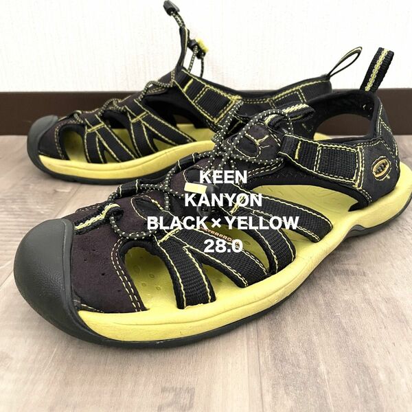 【KEEN】 キーン KANYON キャニオン サンダル シューズ アウトドア キャンプ 夏靴 メンズ 黒×黄色 28.0