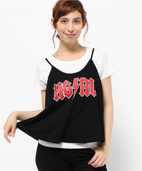 美品◆X-girl エックスガール ロゴプリントキャミソール◆キャミソールのみ◆黒