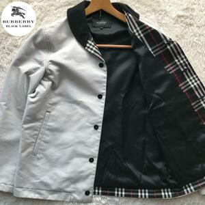 美品/Lサイズ●バーバリーブラックレーベル ジャケット 春夏 BURBERRY BLACK LABEL ライトアウター ノバチェック くるみボタン ブルゾン