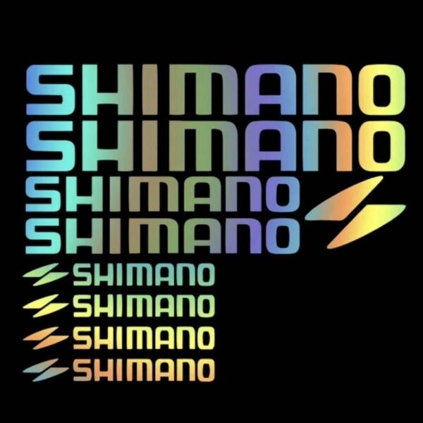 BIG◆ロードバイクステッカー shimano①シマノ 釣り 車体 フレーム レインボー 防水ステッカー ギャルソンシール 自転車