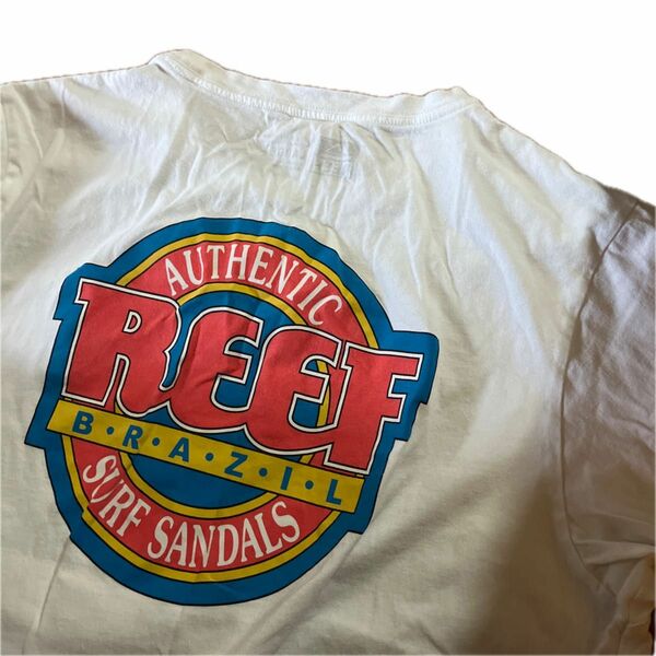 REEF リーフ　バックプリント　Tシャツ　 トップス デカロゴ　スケート　WHITE L 