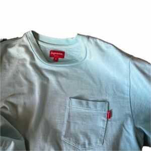 シュプリーム　supreme 半袖　ポケット　 Tシャツ　ターコイズ　ライトブルー　S