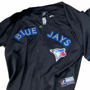 Majestic マジェスティック　Toronto トロント　BLUEJAYS ブルージェイズ ベースボールシャツ　黒　青　XL
