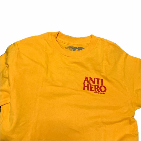 ANTIHERO アンタイヒーロー　BASIC ロゴ　T Tシャツ 半袖 プリント T-shirt M イエロー