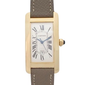  Cartier Tank American MM YG/ leather self-winding watch wristwatch white lady's 40802078965[ used ][ a la mode ]