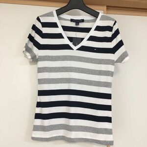 新品　トミーヒルフィガー　半袖　Tシャツ　M　Vネック　ボーダー