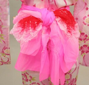 へこ帯 兵児帯 女児浴衣用 絞り染め ピンク 日本産 メール便可 新品（株）安田屋 NO220307