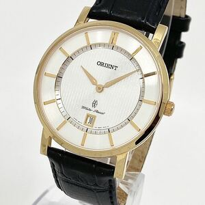 ORIENT 腕時計 デイト サファイアクリスタル ラウンド バーインデックス 2針 クォーツ quartz ゴールド 金 オリエント Y691