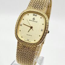 SANDOZ 腕時計 ストーン ドットインデックス 3針 クォーツ quartz Swiss ゴールド 金 サンドス Y815_画像1