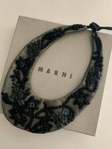 マルニ　ネックレス　付け襟　つけ襟　レース　黒　グレー　チュール　MARNI