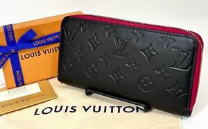 1円《極美品》LOUIS VUITTON ルイヴィトン 長財布 ヴェルニ ジッパーウォレット モノグラム ラウンドファスナー 男女兼用 ブラックピンク